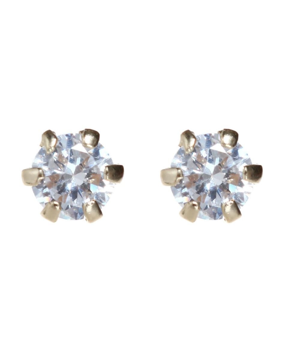 Broqueles de oro 14 K con acabado brillante zirconia 1