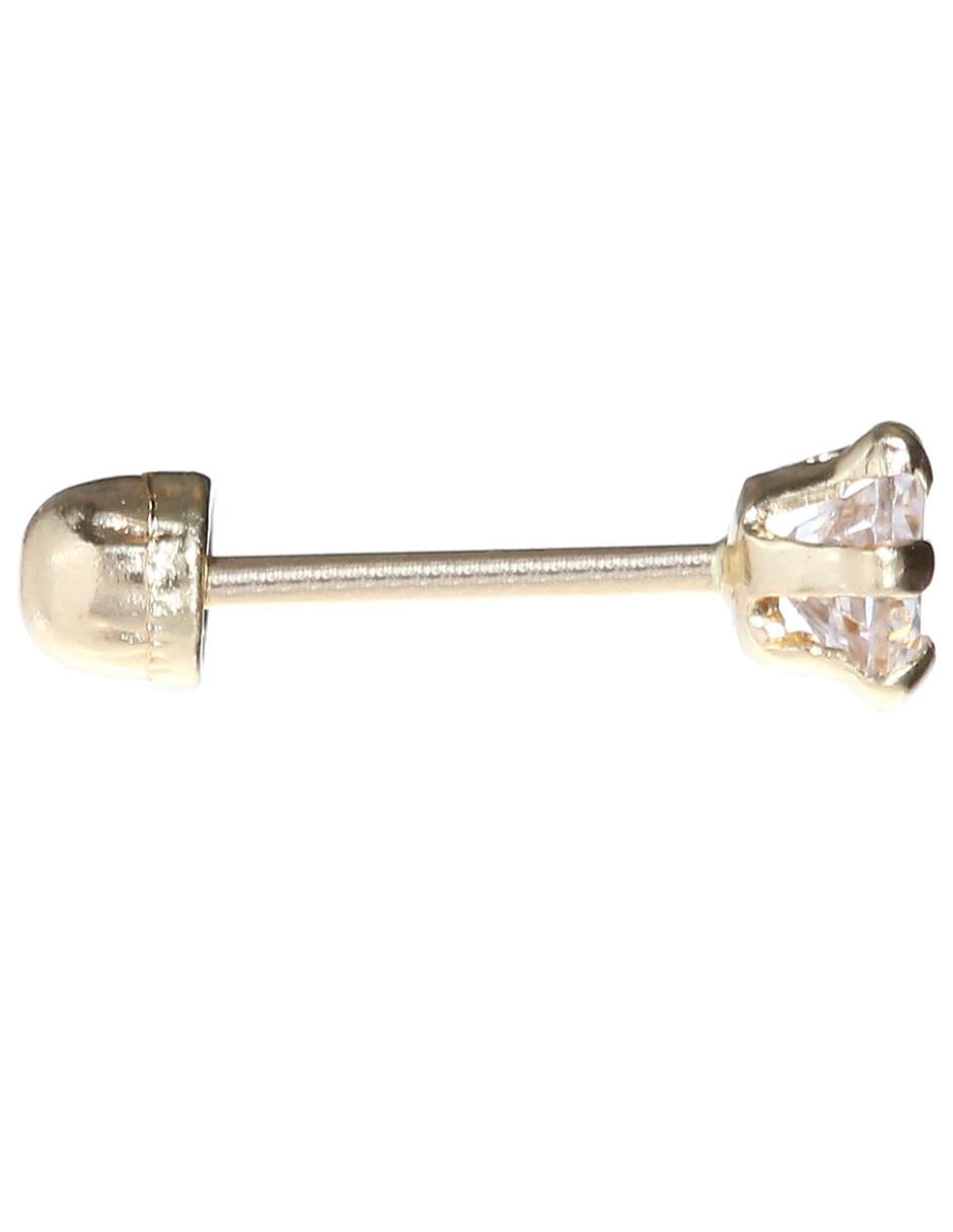 Broqueles de oro 14 K con acabado brillante zirconia Broqueles de oro 14 K con acabado brillante zirconia