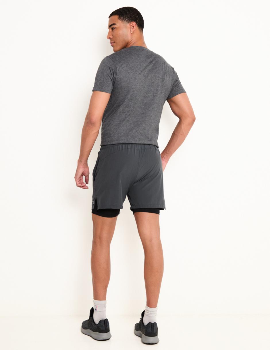 Short efecto doble prenda X10 para correr hombre