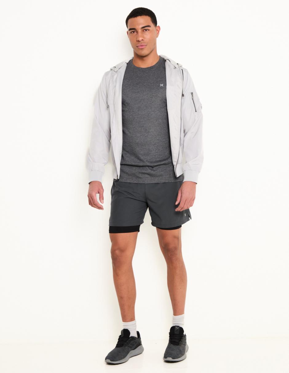 Short efecto doble prenda X10 para correr hombre