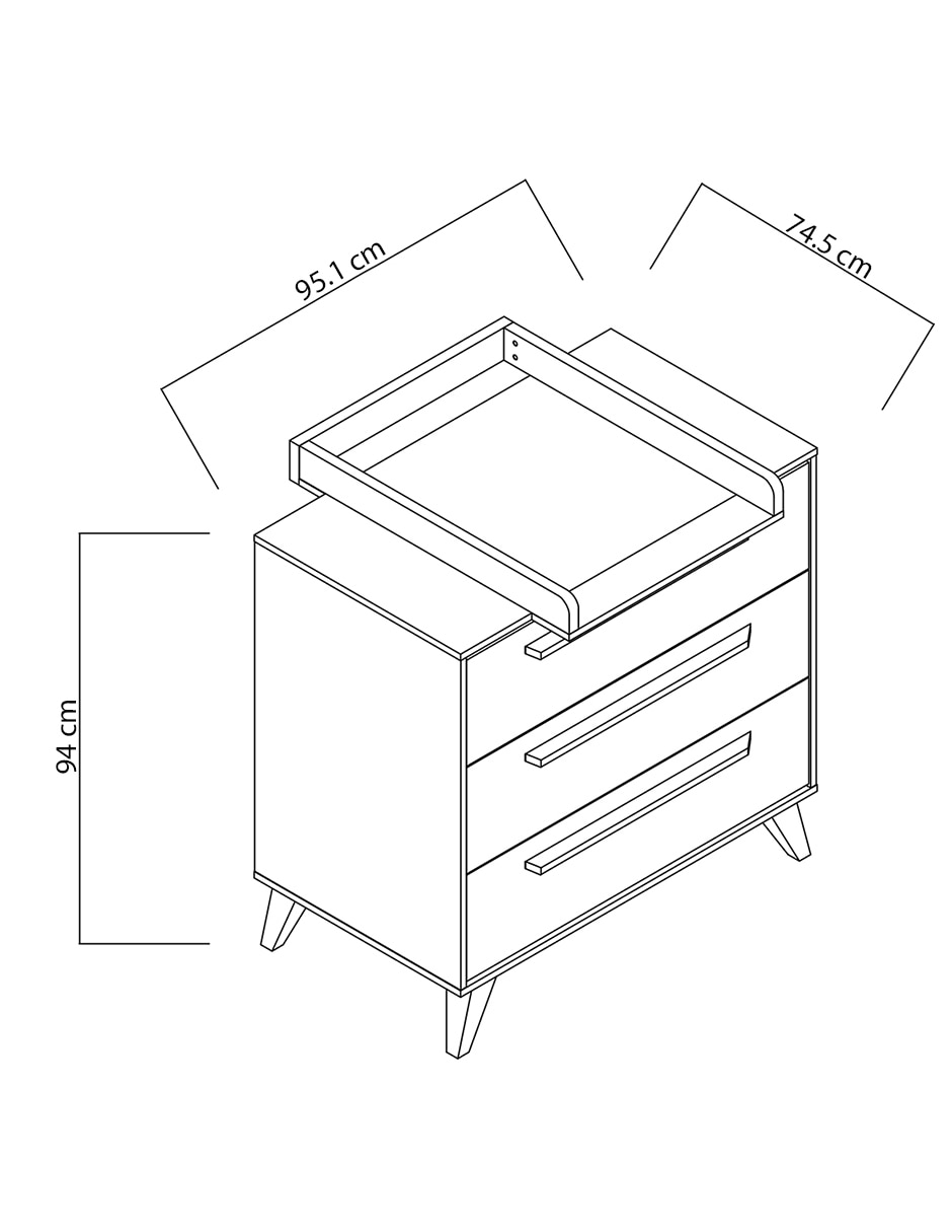 Cómoda con cambiador Lazio Mon Caramel de MDF