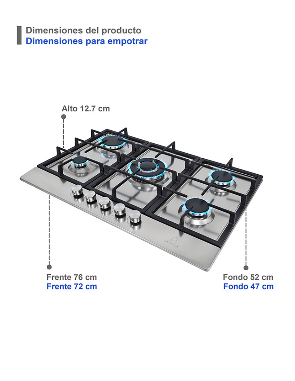 Parrilla a gas lp empotrable Supra