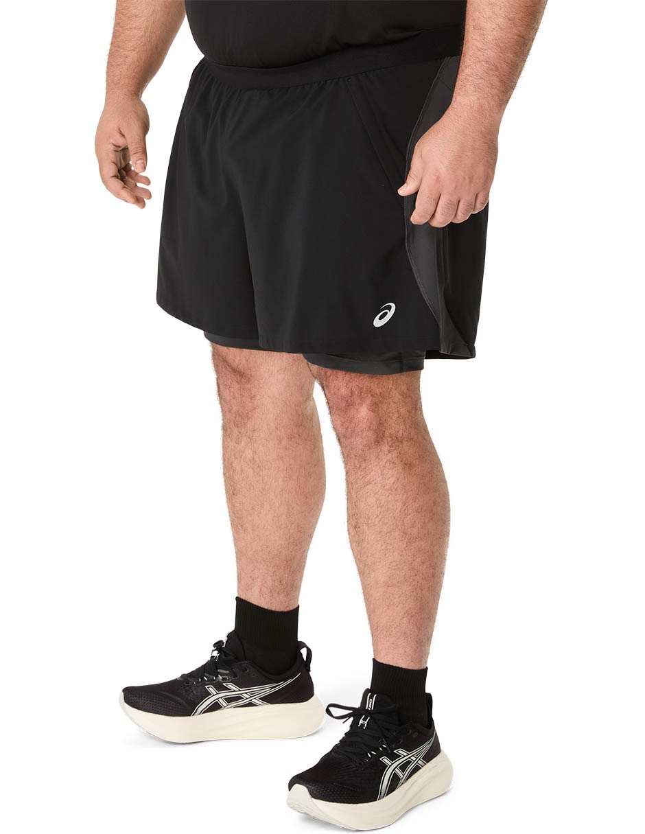Short con bolsillos Asics Road 2N1 5In para correr hombre