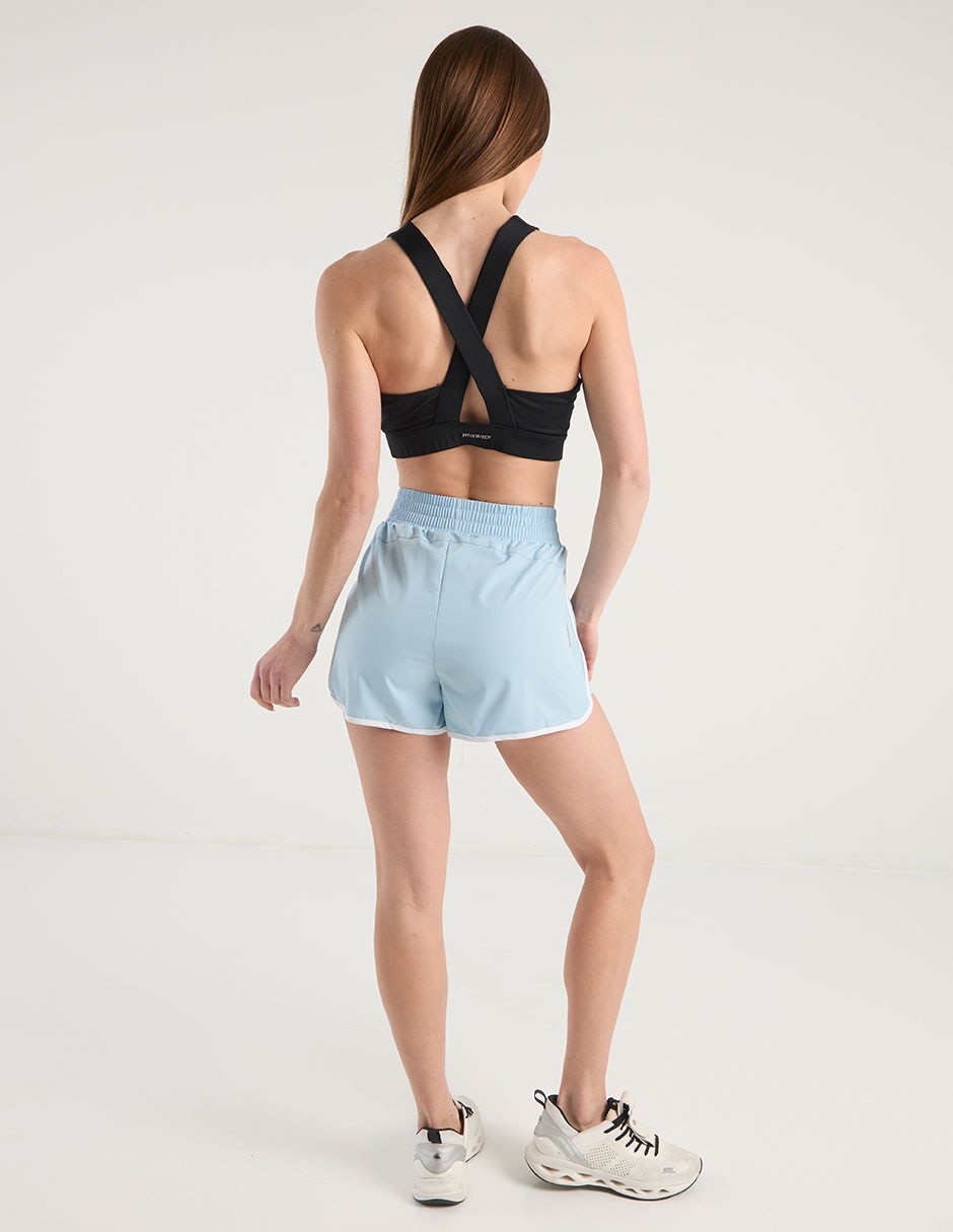 Short efecto doble prenda para correr mujer 6