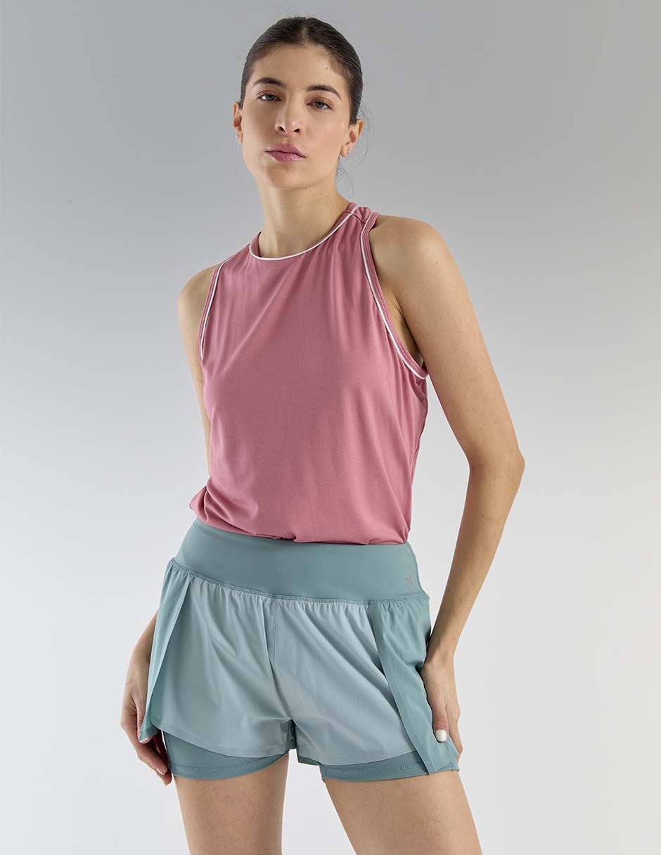 Short X10 efecto doble prenda para entrenamiento mujer