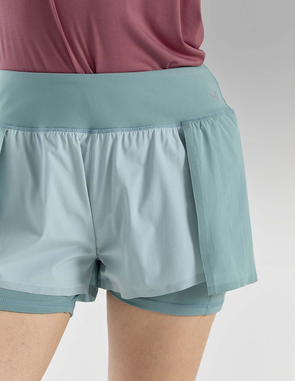 Short X10 efecto doble prenda para entrenamiento mujer