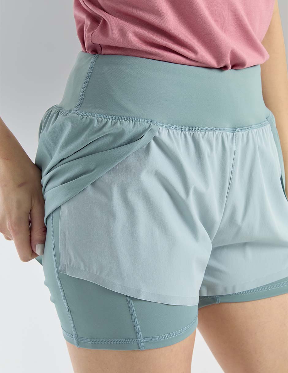 Short X10 efecto doble prenda para entrenamiento mujer