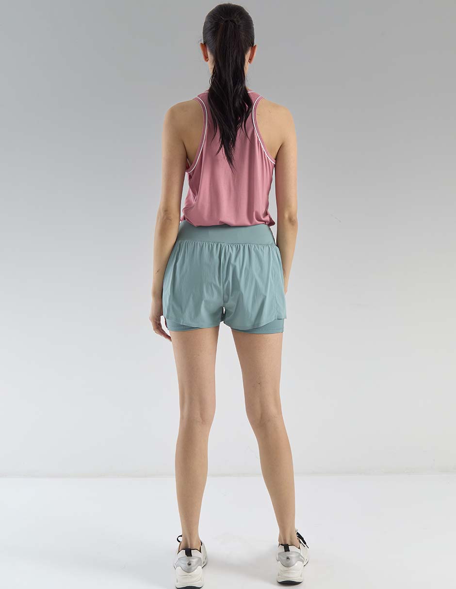 Short X10 efecto doble prenda para entrenamiento mujer