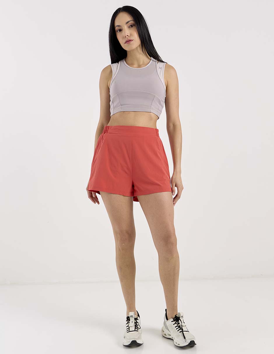 Short efecto doble prenda X10 para correr mujer