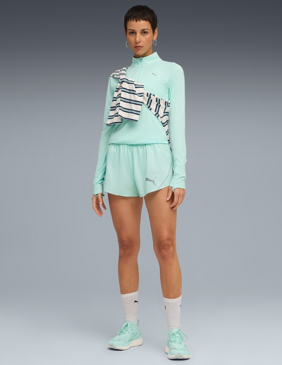 Playera deportiva para correr Puma W RUN VELOCITY CLOUDSPUN 14 ZIP de mujer