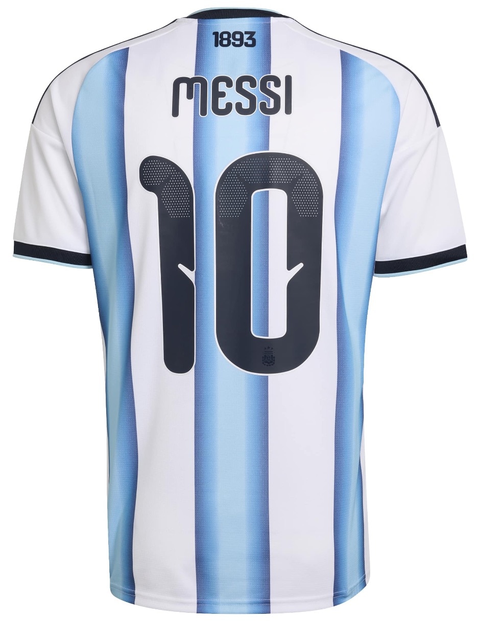 Jersey de Selección de fútbol de Argentina local de Lionel Messi manga corta Mundial Adidas jugador para hombre