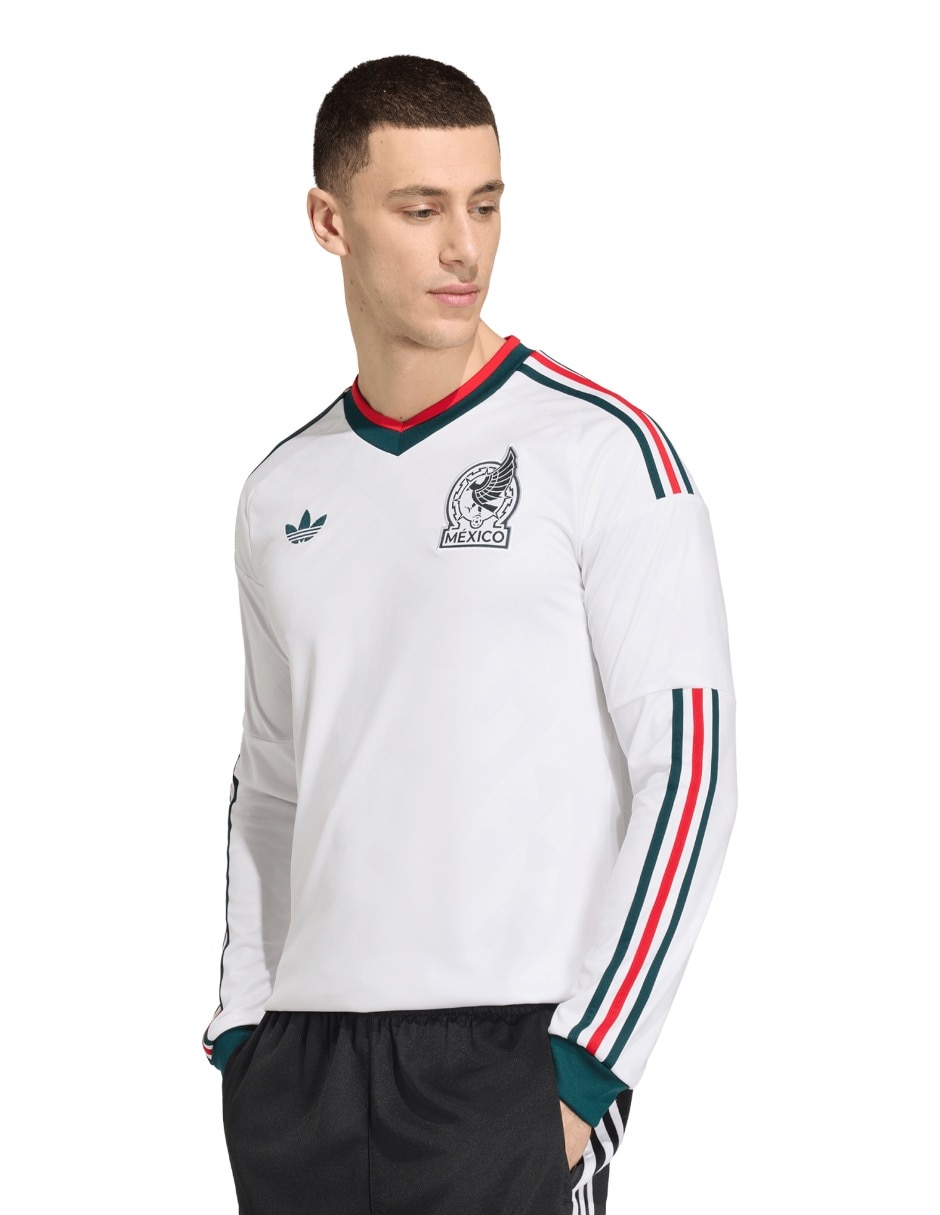 Jersey de Selección Nacional de México visitante manga larga Mundial Adidas fan para hombre