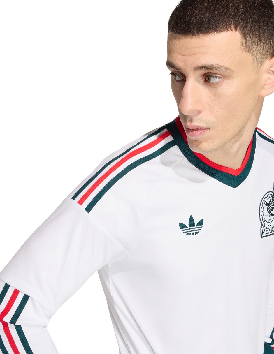 Jersey de Selección Nacional de México visitante manga larga Mundial Adidas fan para hombre