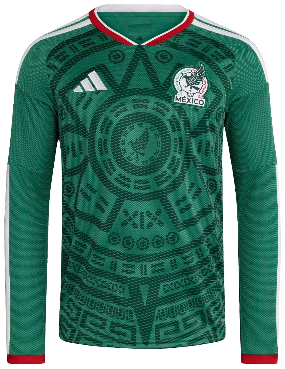 Jersey de Selección Nacional de México local manga larga Mundial Adidas para hombre