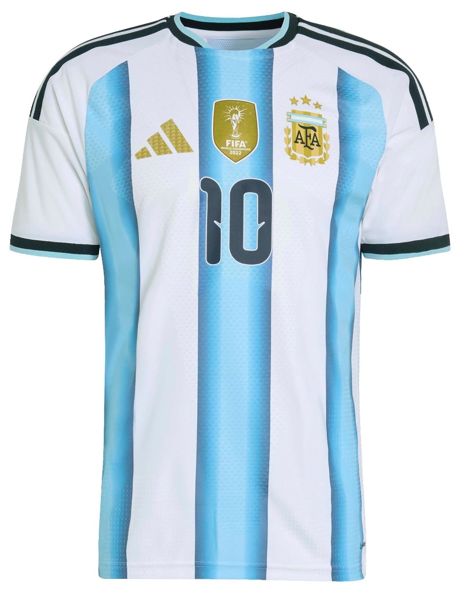 Jersey de Selección de fútbol de Argentina visitante authentic de Lionel Messi manga corta Mundial Adidas jugador para hombre