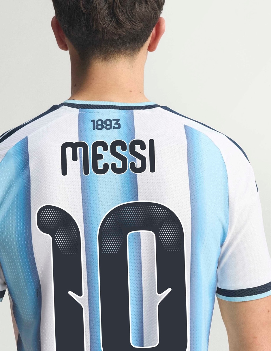 Jersey de Selección de fútbol de Argentina visitante authentic de Lionel Messi manga corta Mundial Adidas jugador para hombre