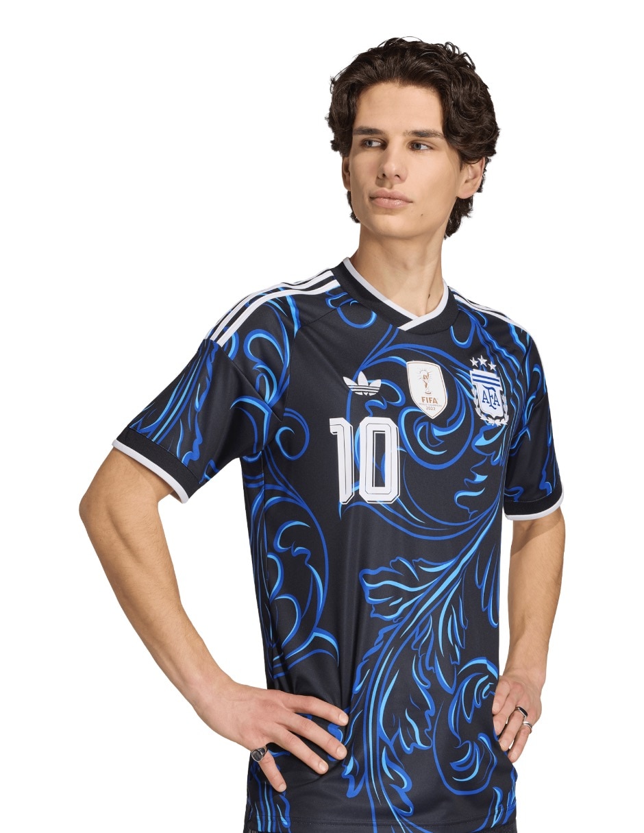 Jersey Selección de fútbol de Argentina visitante de Lionel Messi manga corta Mundial Adidas jugador para hombre