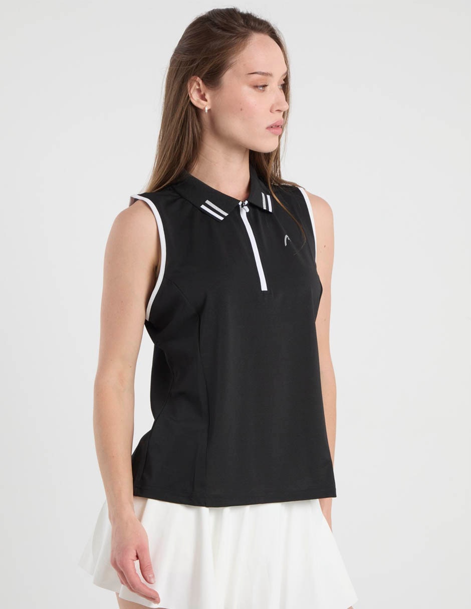 Playera tipo polo deporte con raqueta para mujer 2