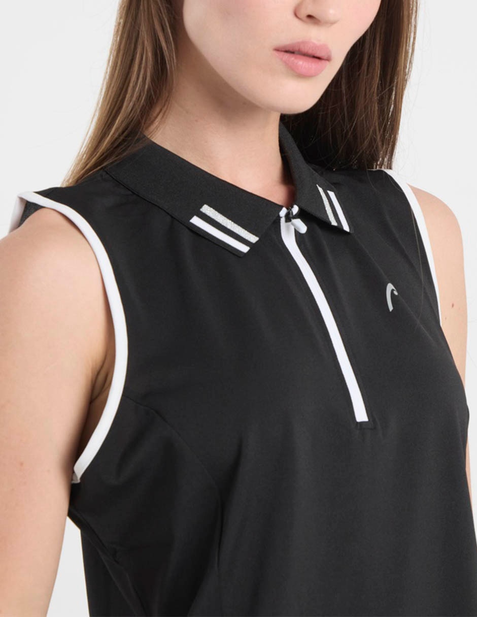 Playera tipo polo deporte con raqueta para mujer 4