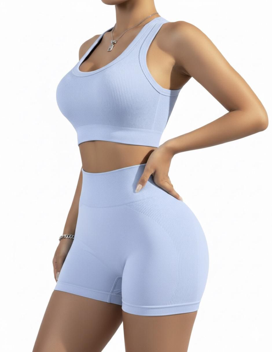 Conjunto deportivo ajustado con elástico para mujer 5