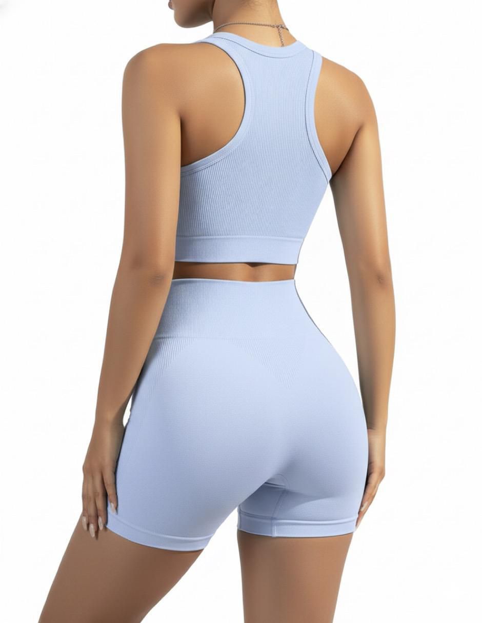 Conjunto deportivo ajustado con elástico para mujer