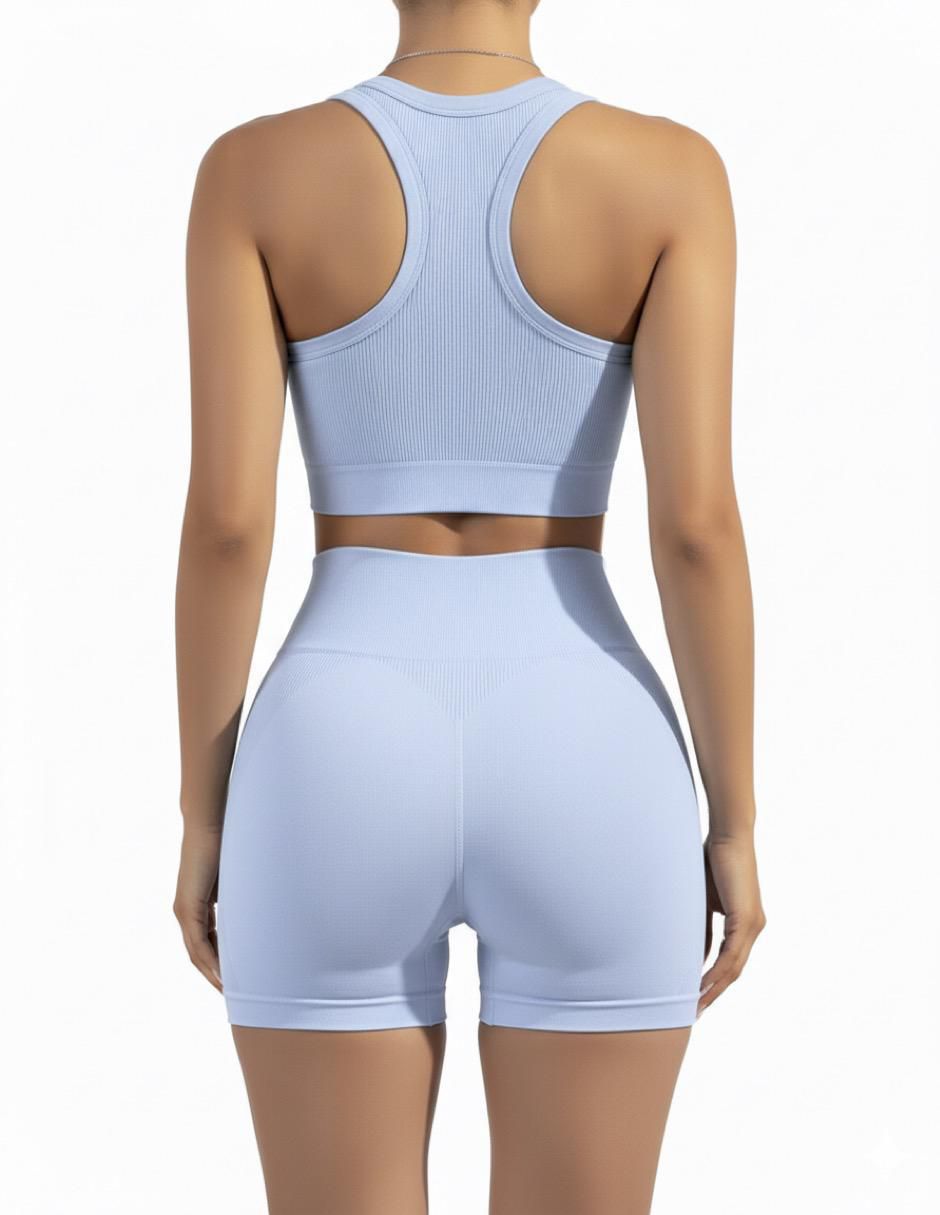 Conjunto deportivo ajustado con elástico para mujer