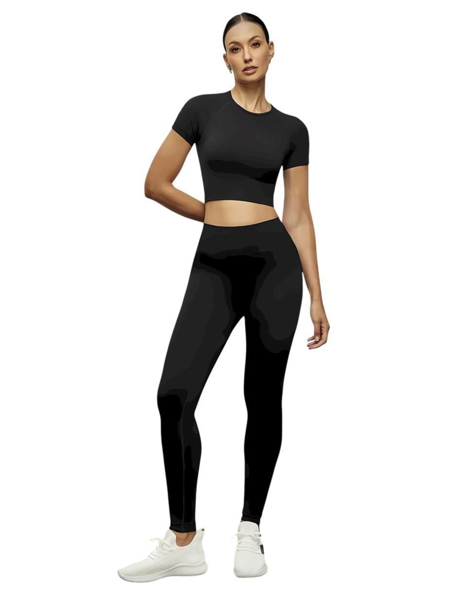 Conjunto deportivo ajustado con elástico para mujer