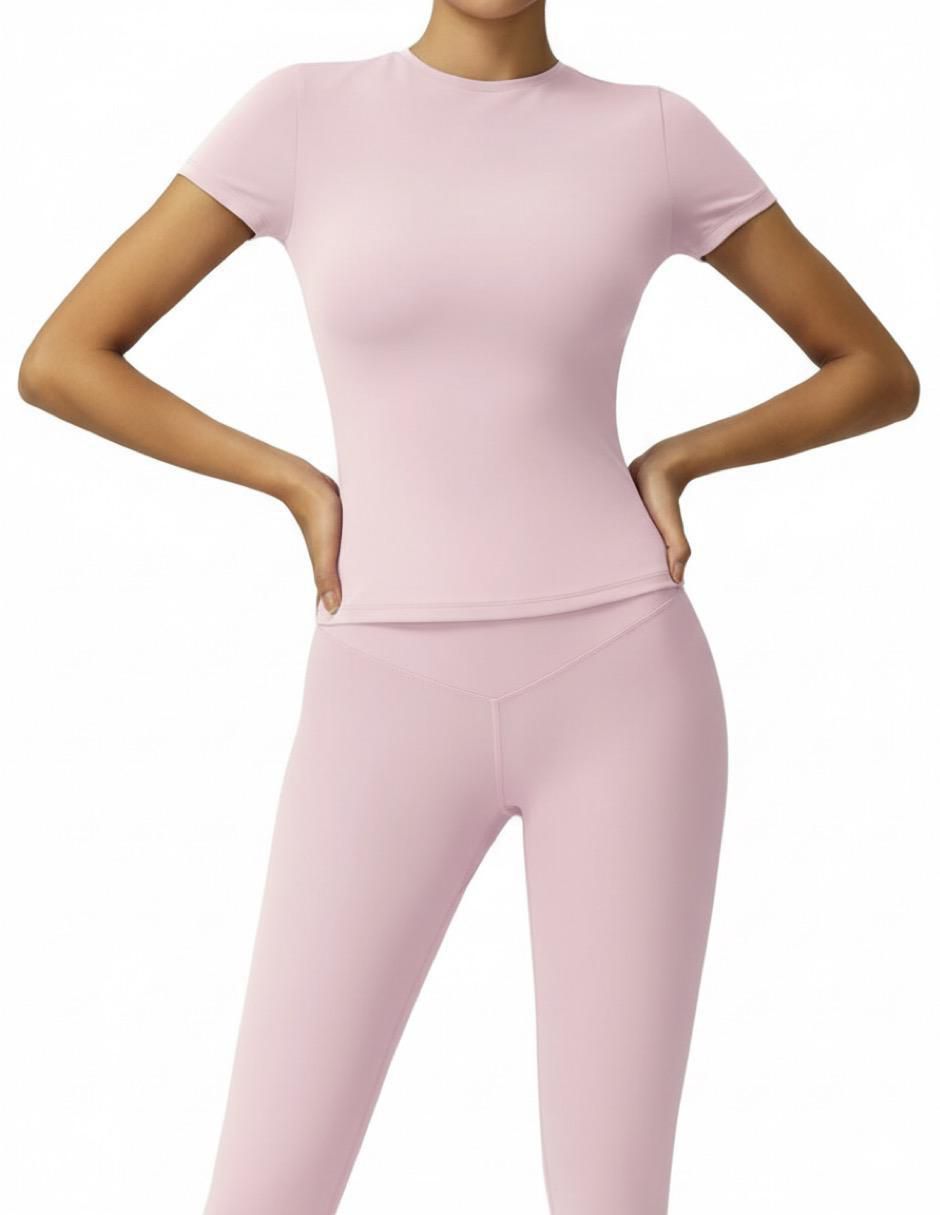 Conjunto deportivo ajustado con elástico para mujer