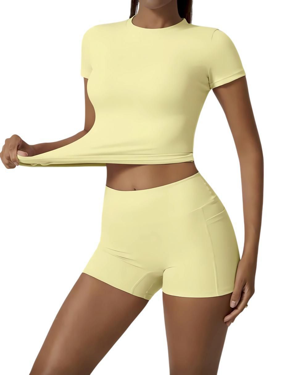 Conjunto deportivo regular con elástico para mujer
