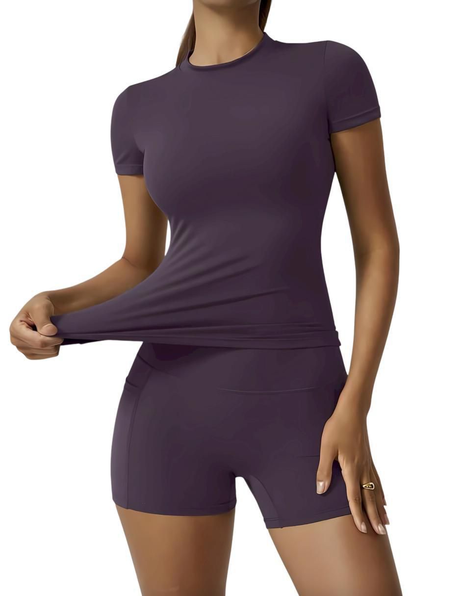 Conjunto deportivo regular con elástico para mujer