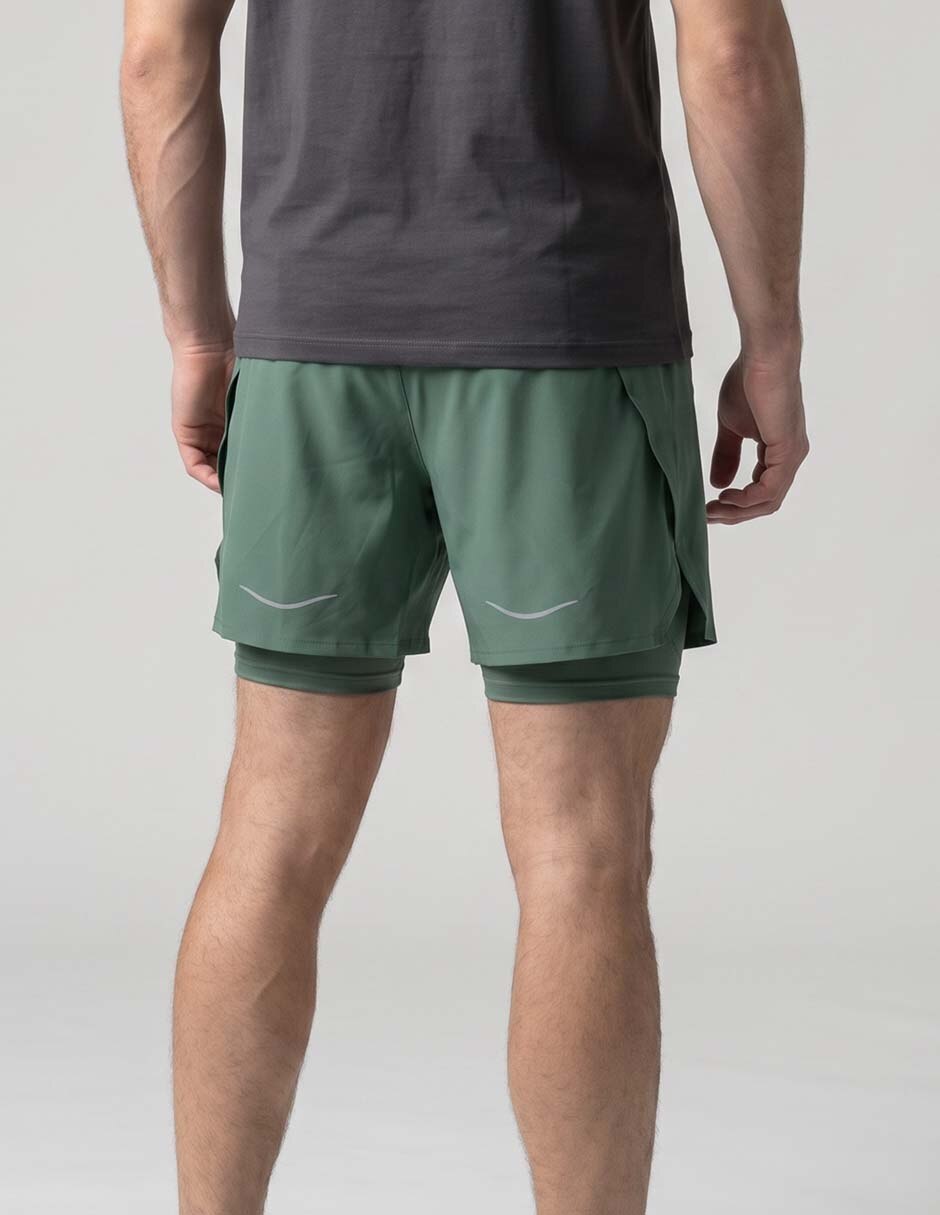 Short efecto doble prenda para correr hombre 2