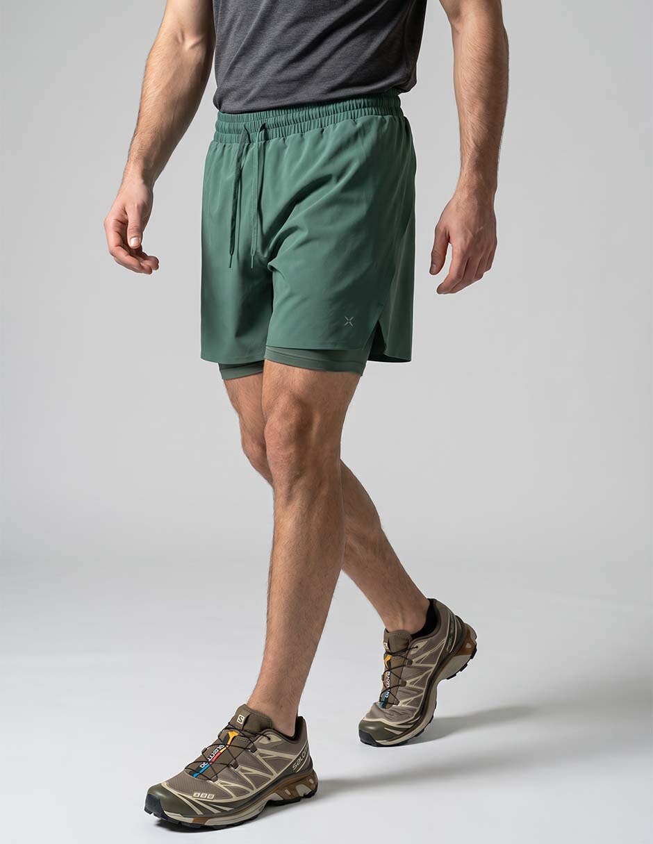 Short efecto doble prenda para correr hombre 3