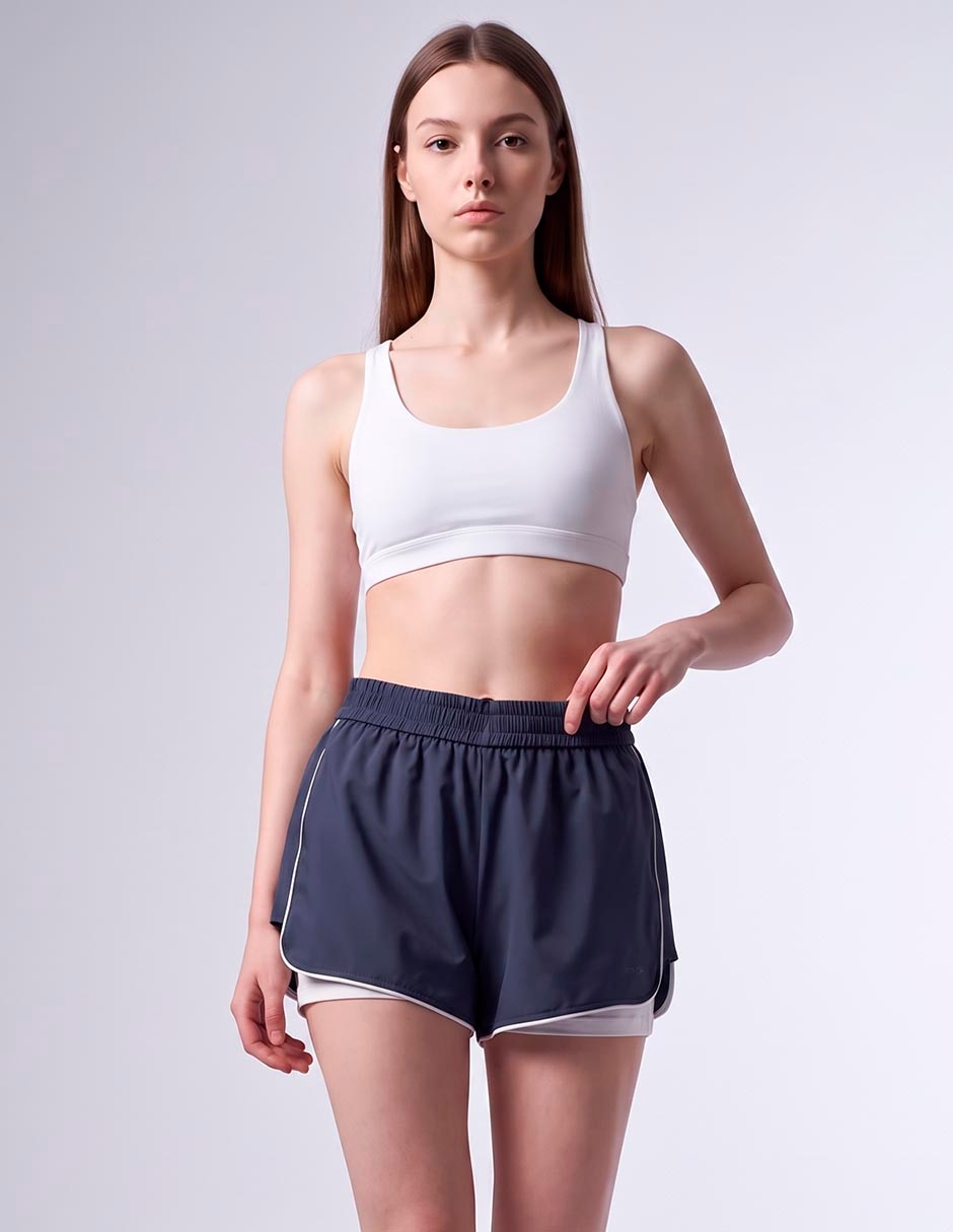 Short efecto doble prenda para raqueta mujer