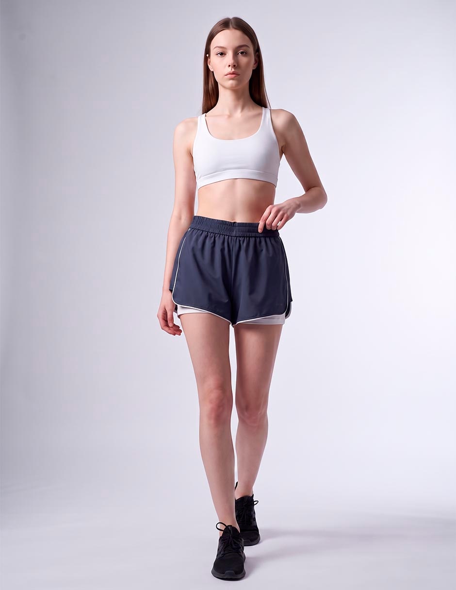 Short efecto doble prenda para raqueta mujer 3