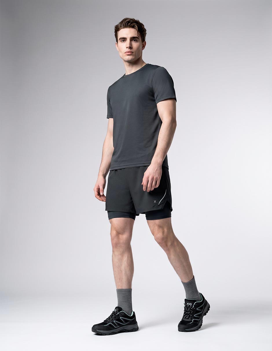 Short efecto doble prenda para correr hombre Short efecto doble prenda para correr hombre