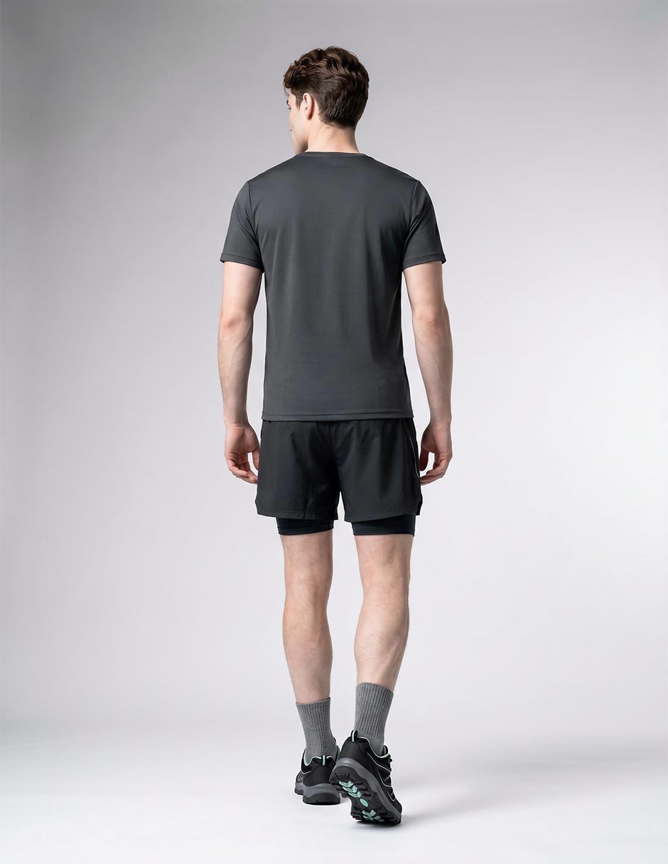 Short efecto doble prenda para correr hombre 3