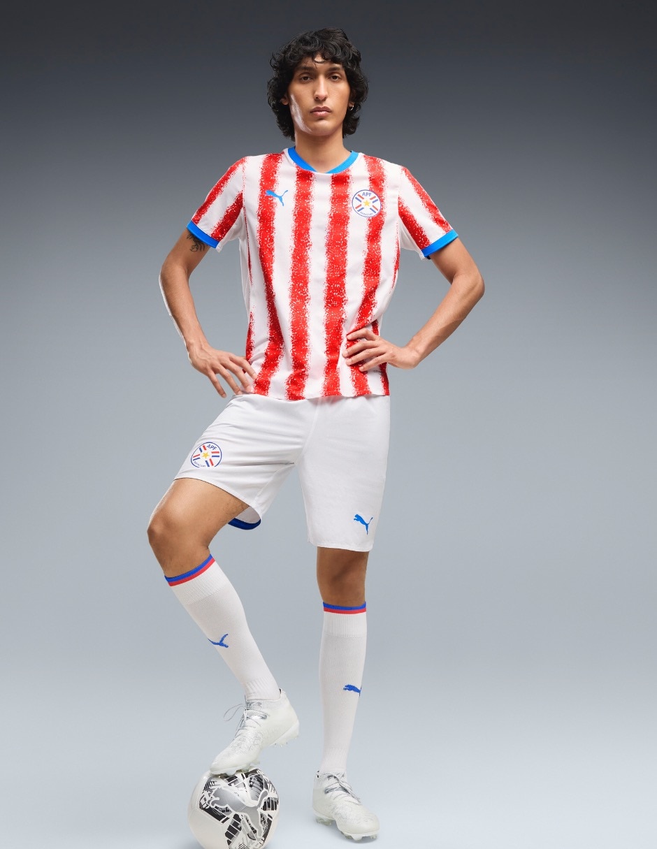 Jersey de Selección de Fútbol de Paraguay local manga corta Mundial Puma fan para hombre