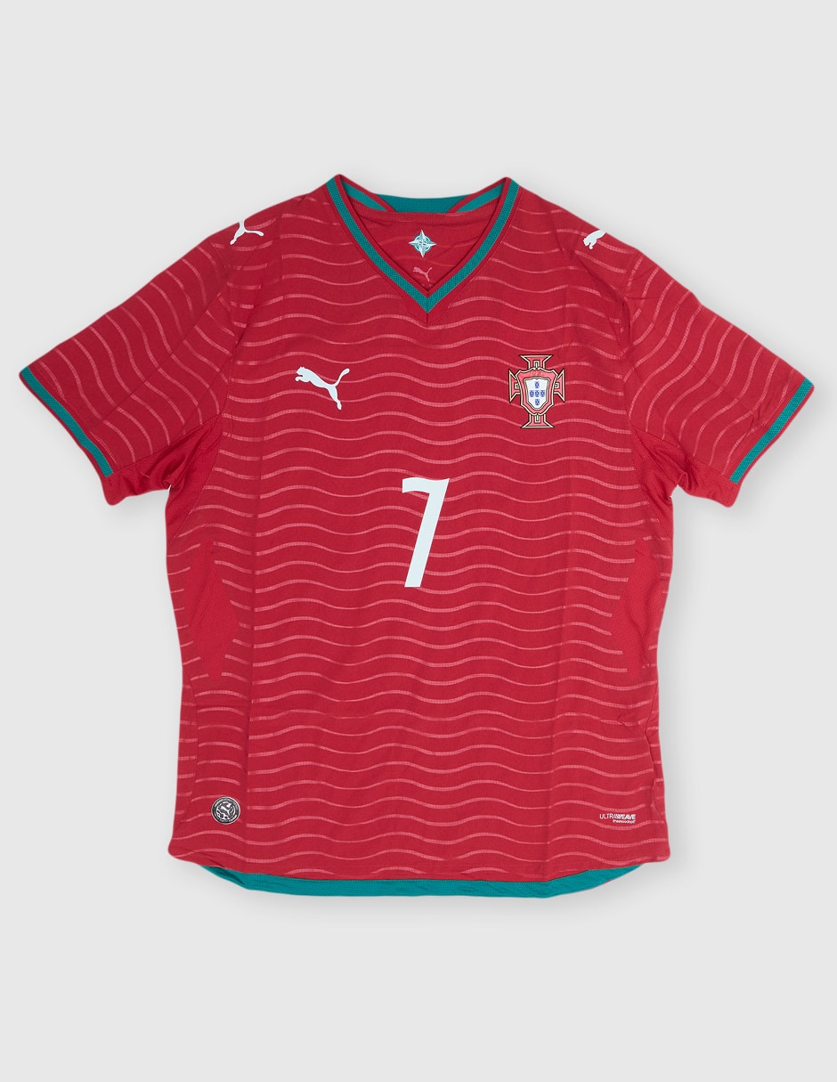 Jersey De Selección De Fútbol De Portugal Local De Ronaldo Manga Corta Mundial Puma Jugador Para Hombre