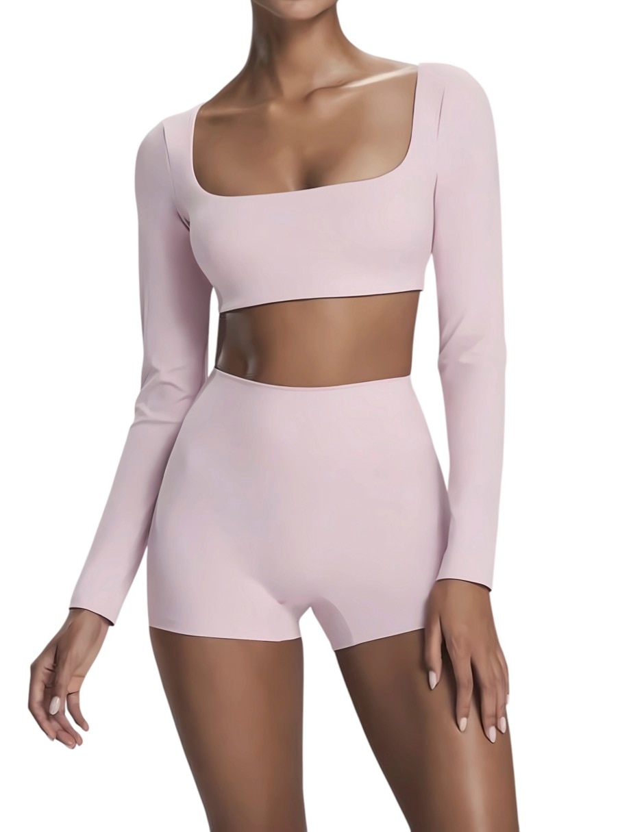 Conjunto deportivo ajustado con elástico para mujer