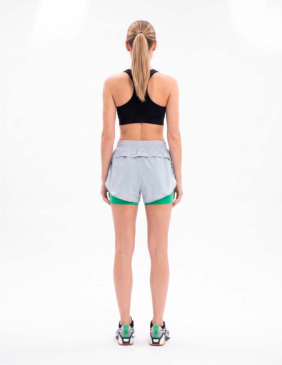 Short efecto doble prenda para entrenamiento mujer 3