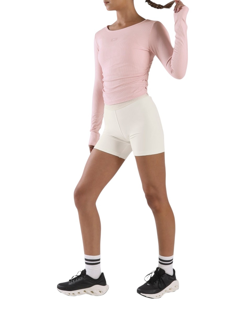 Playera deportiva para entrenamiento Reebok Rib Ruched Long Sleeve Top de mujer