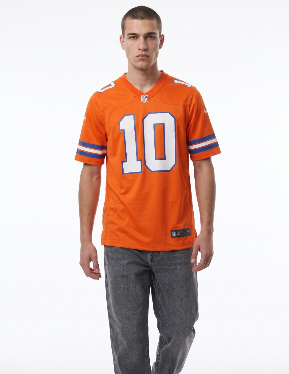 Jersey de denver broncos conmemorativo de bo nix manga corta jugador de hombre