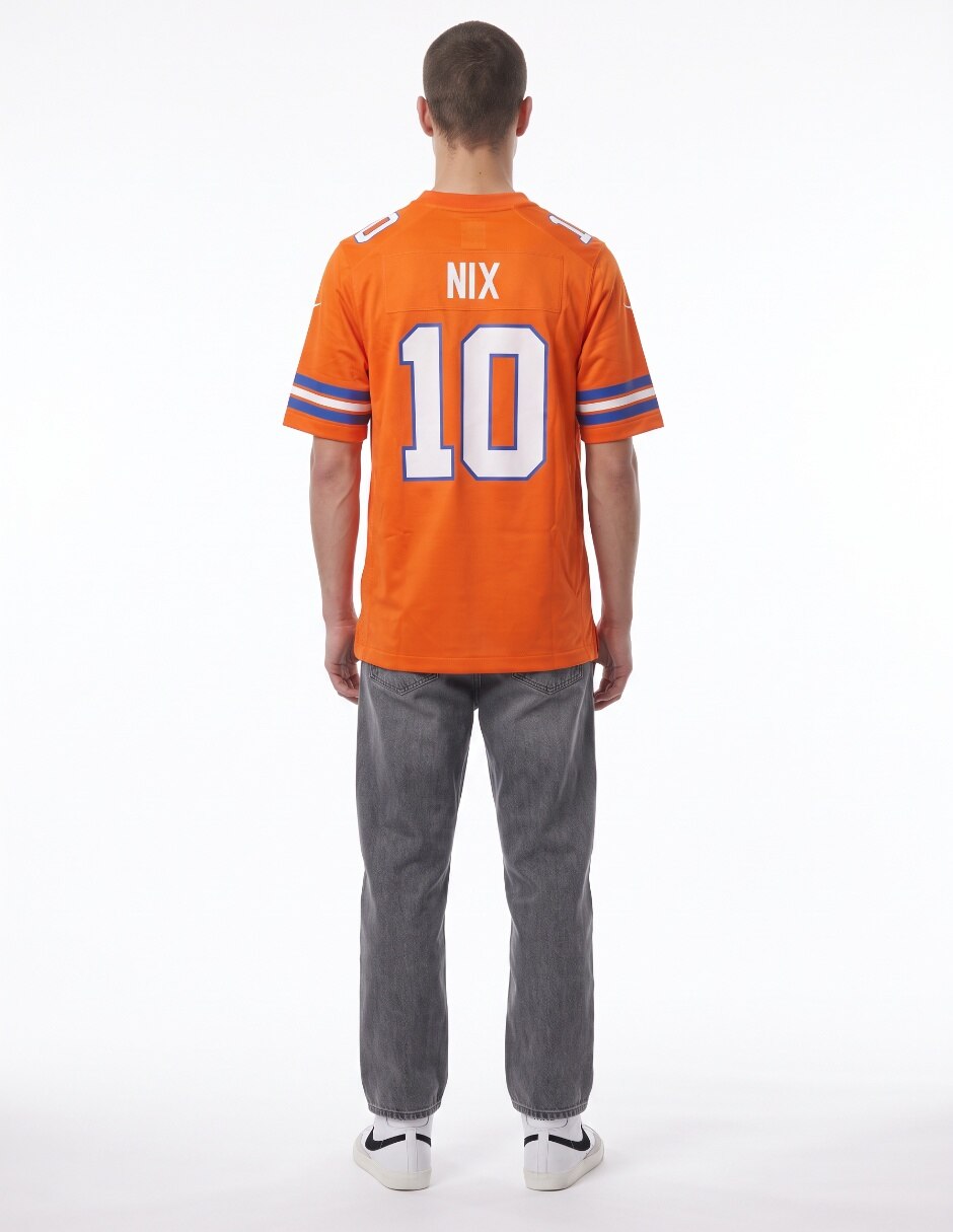 Jersey de denver broncos conmemorativo de bo nix manga corta jugador de hombre 2