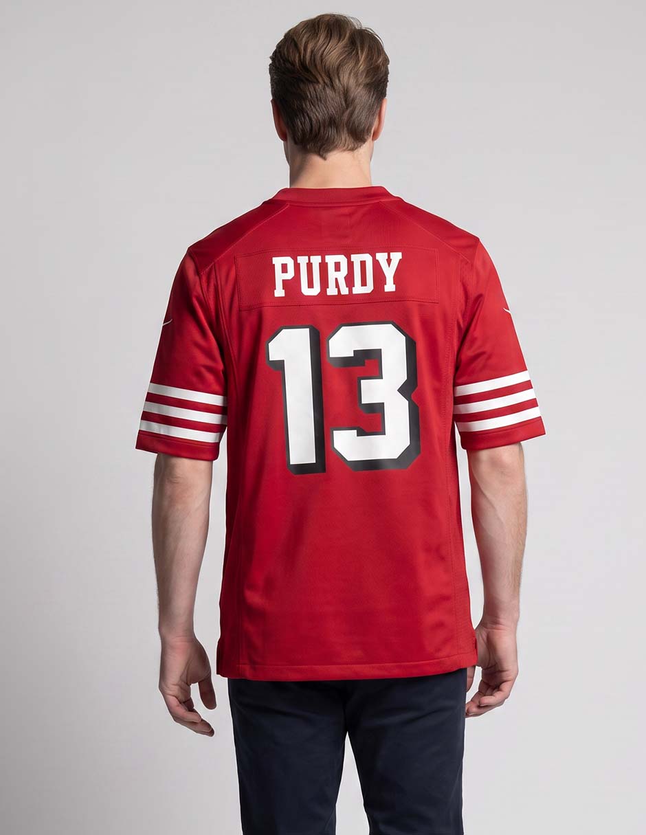 Jersey de san francisco 49ers de brock purdy manga corta jugador para hombre 2