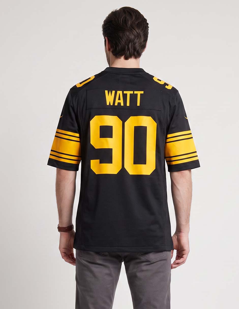 Jersey de Pittsburgh Steelers de T.J. Watt manga corta jugador para hombre 2