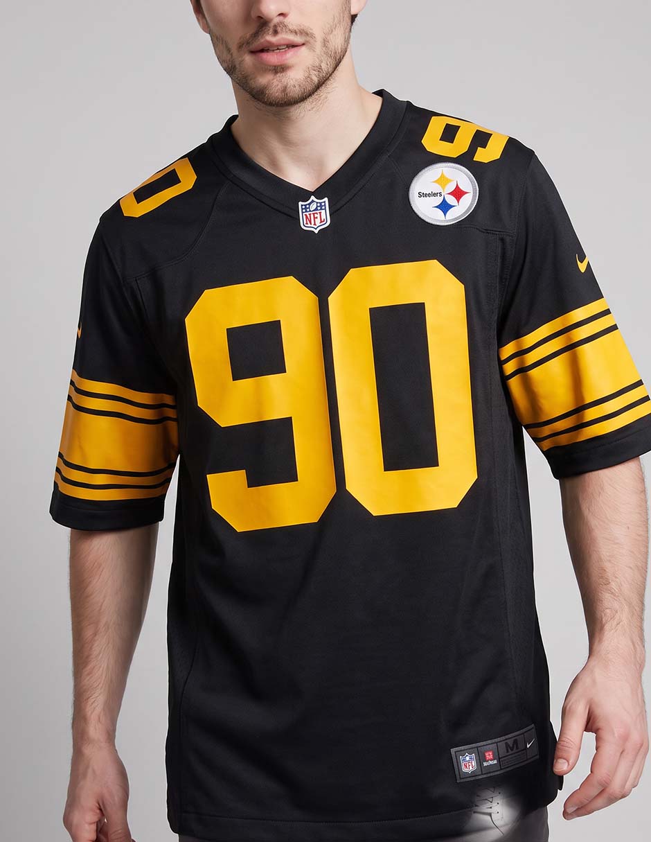 Jersey de Pittsburgh Steelers de T.J. Watt manga corta jugador para hombre 3