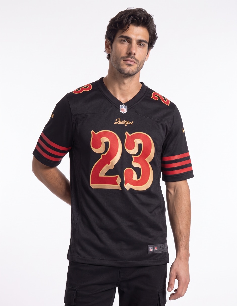 Jersey de San Francisco 49ers conmemorativo de McCaffrey manga corta jugador de hombre