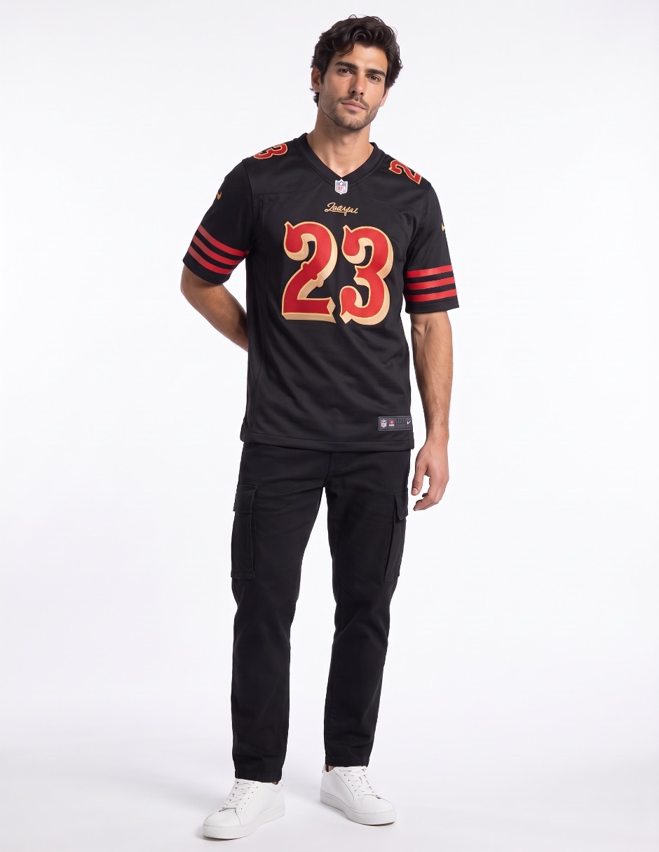 Jersey de San Francisco 49ers conmemorativo de McCaffrey manga corta jugador de hombre 3
