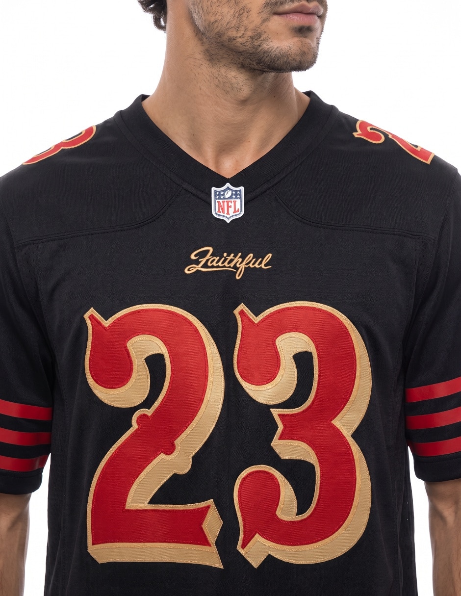 Jersey de San Francisco 49ers conmemorativo de McCaffrey manga corta jugador de hombre 4