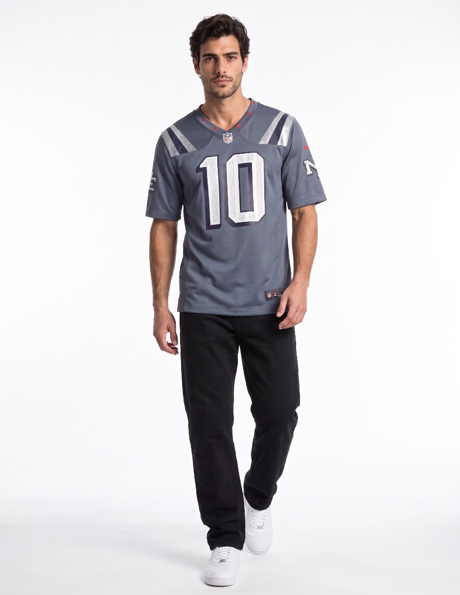 Jersey de New England Patriots conmemorativo de Drake Maye manga corta jugador para hombre 3